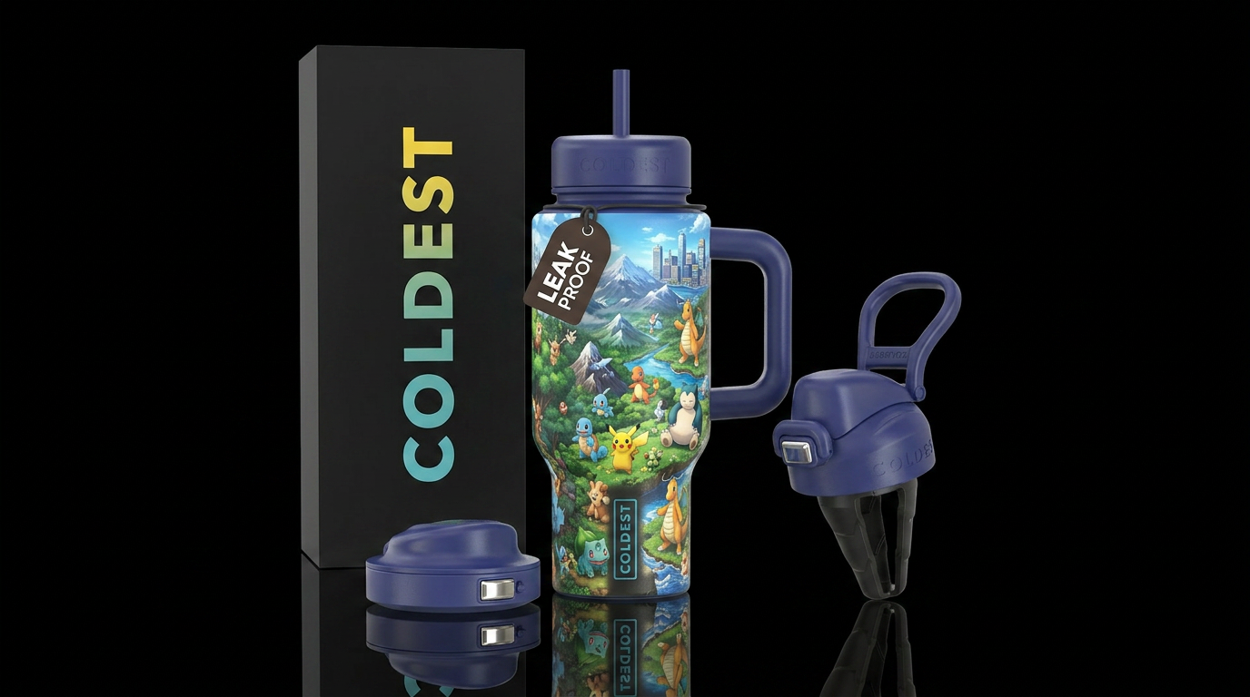 Pokemon world water bottle design