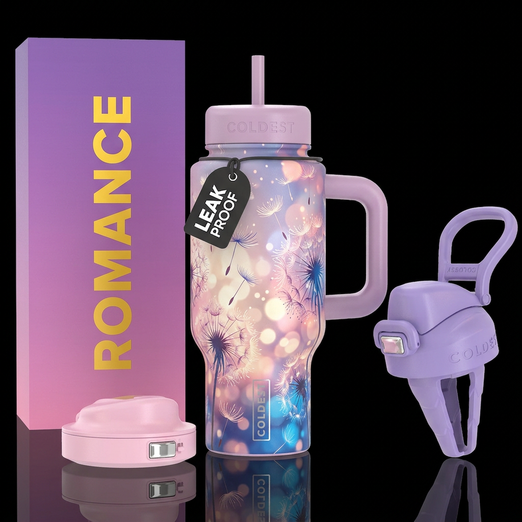 Dandelion romance water bottle design
