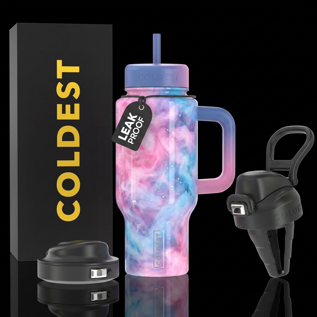 Cotton candy swirl add soft green sparkly diamonds... water bottle design