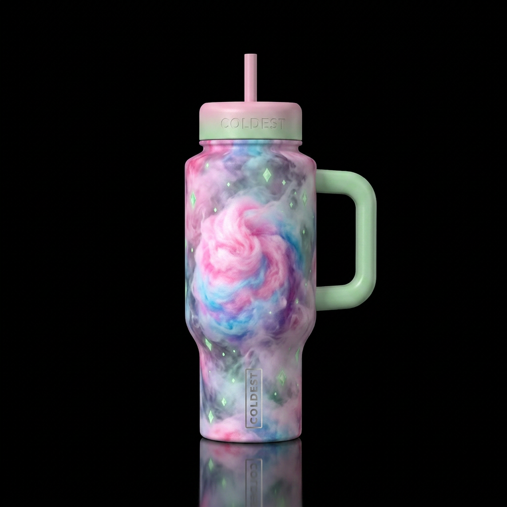 Cotton candy swirl add soft green sparkly diamonds... water bottle design