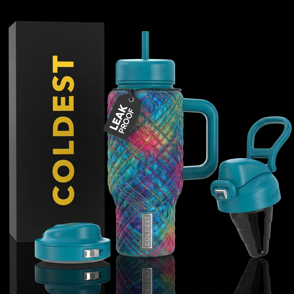 Quilting stitches water bottle design