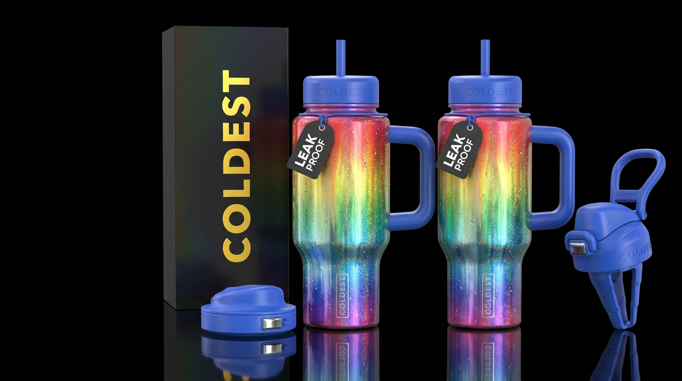 Waterfall rainbow mist water bottle design