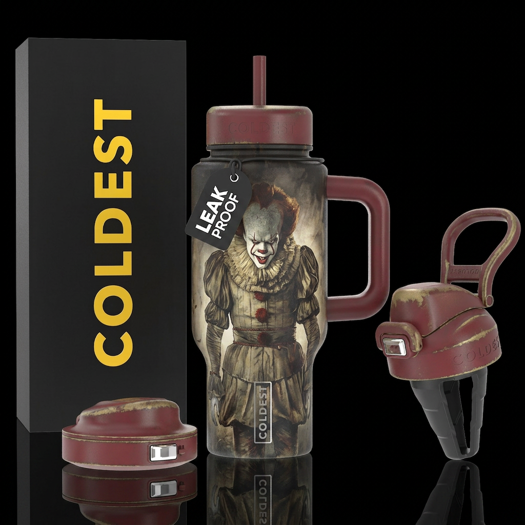 Dark gothic scene pennywise the clown muted colors... water bottle design