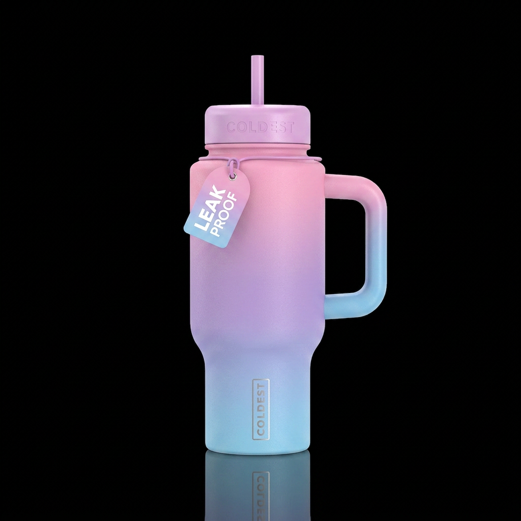 Powder bloom gradient pastel blue pastel purple pa... water bottle design