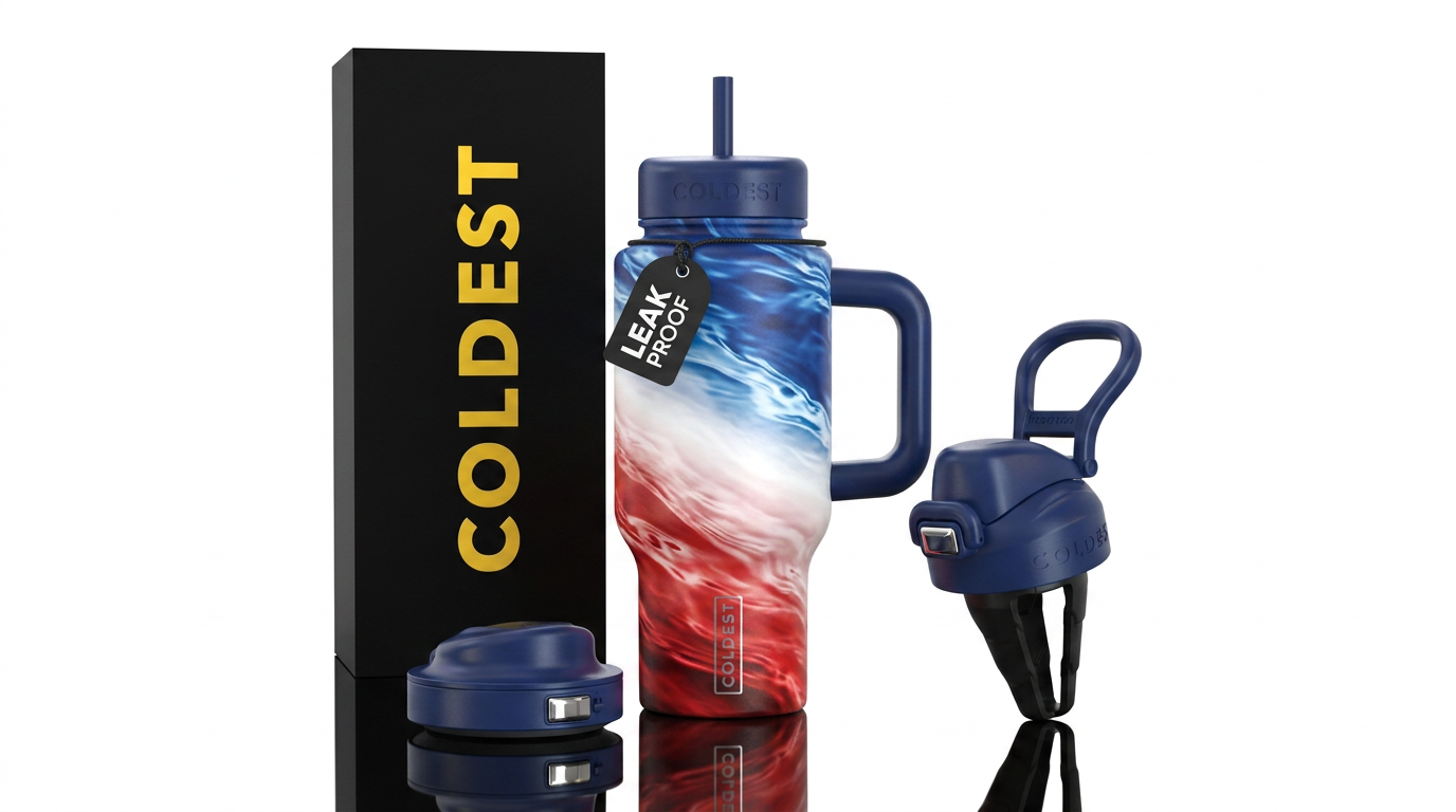 Red white blue water gradient water bottle design