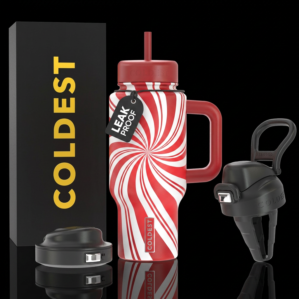 Peppermint candy radial gradient water bottle design