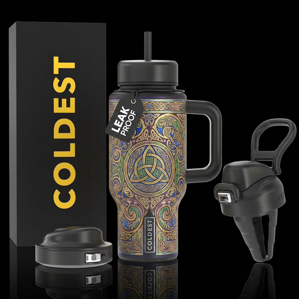 Book of kells trinity college ireland water bottle design