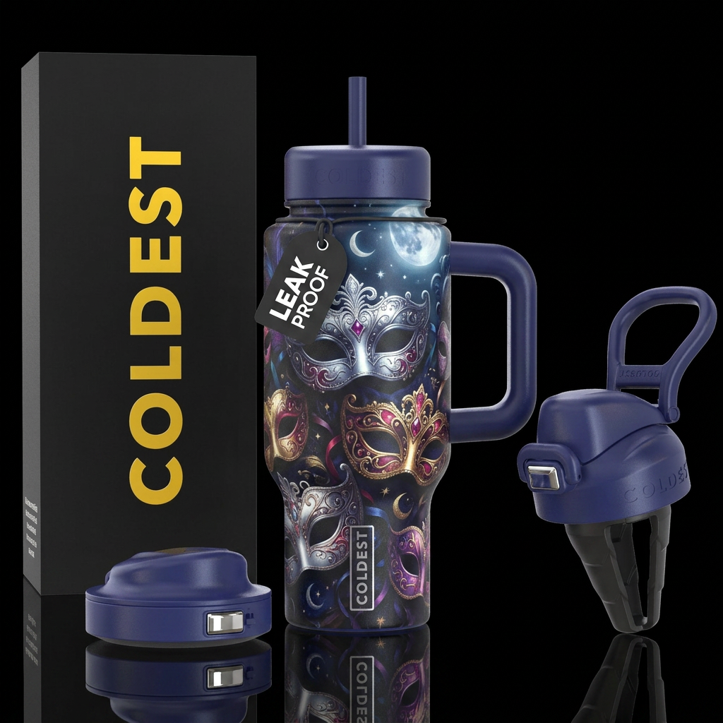 Midnight masquerade moonlight water bottle design