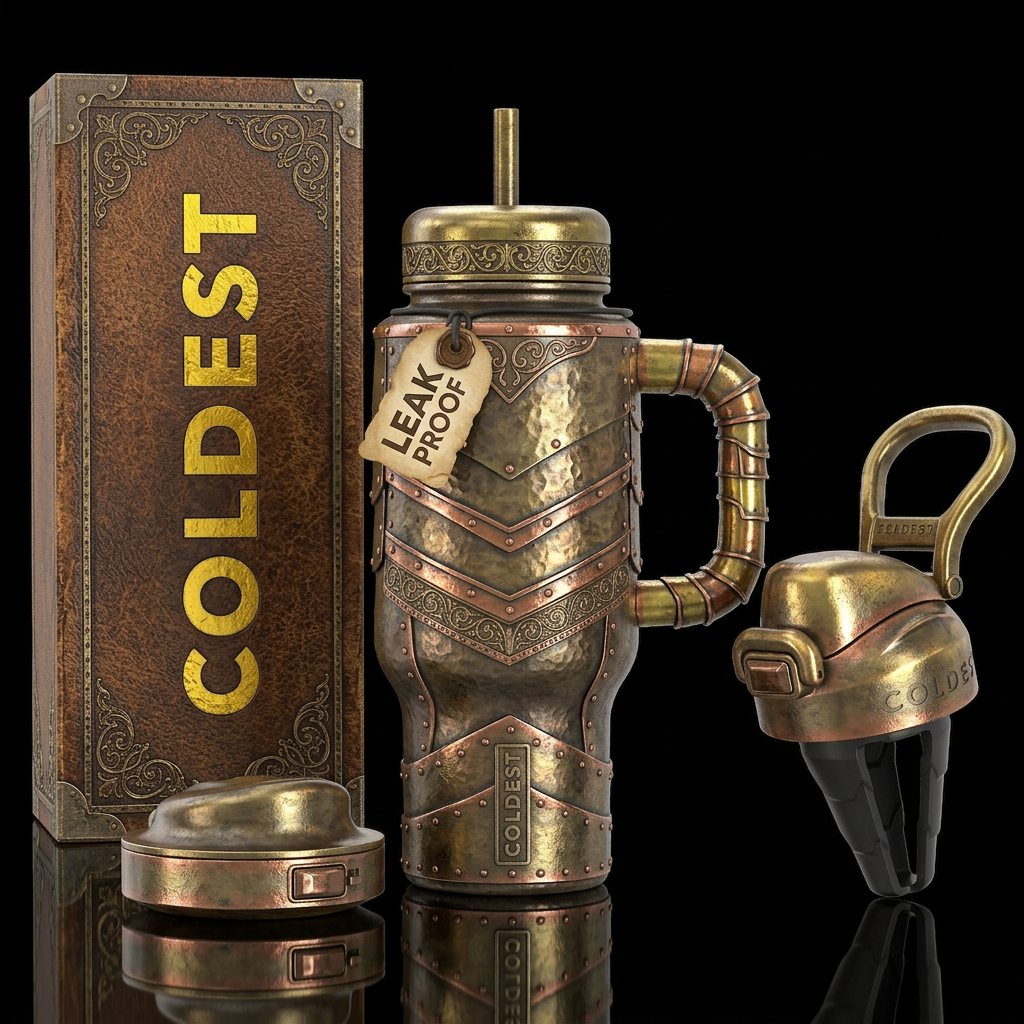 Medieval armor plated water bottle design