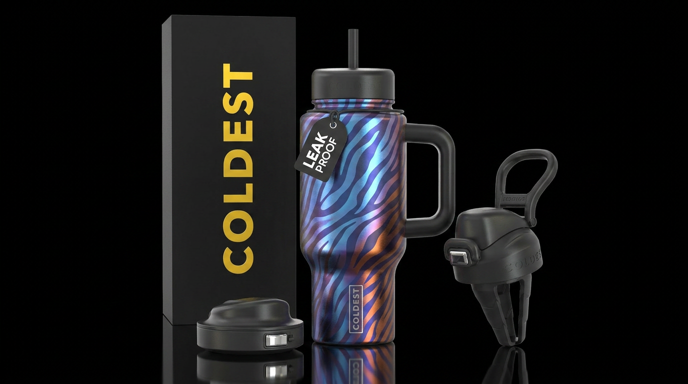 Zebra print haze metallic water bottle design