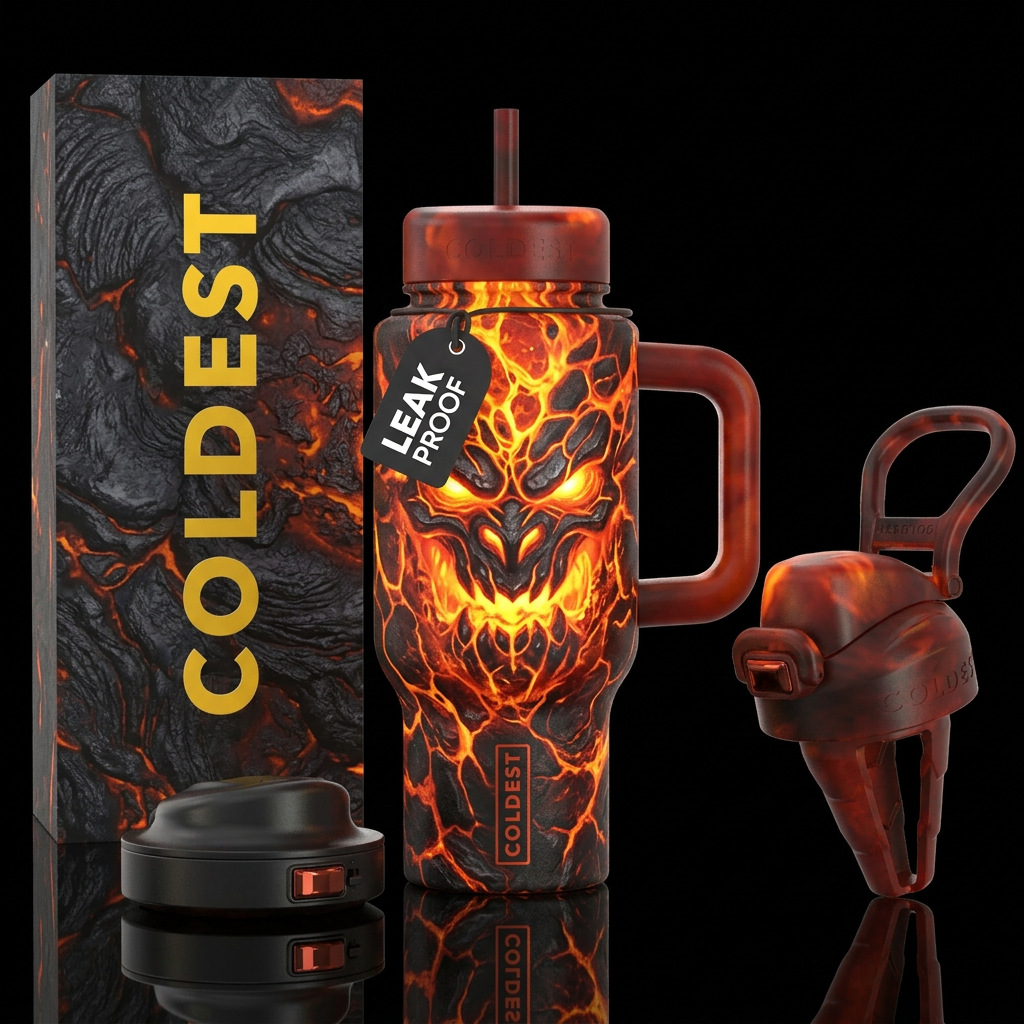 Lava face water bottle design