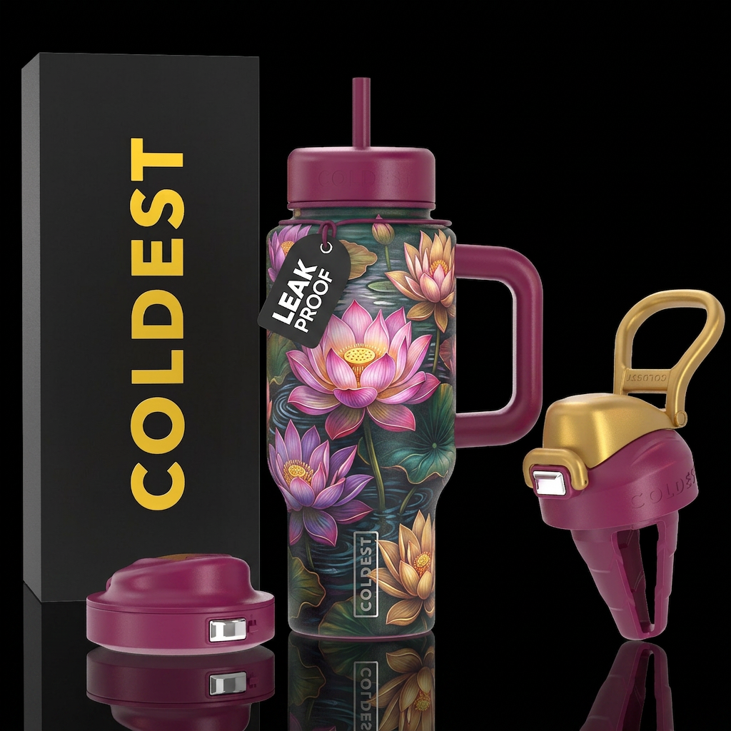Lotus flower beautiful water bottle design