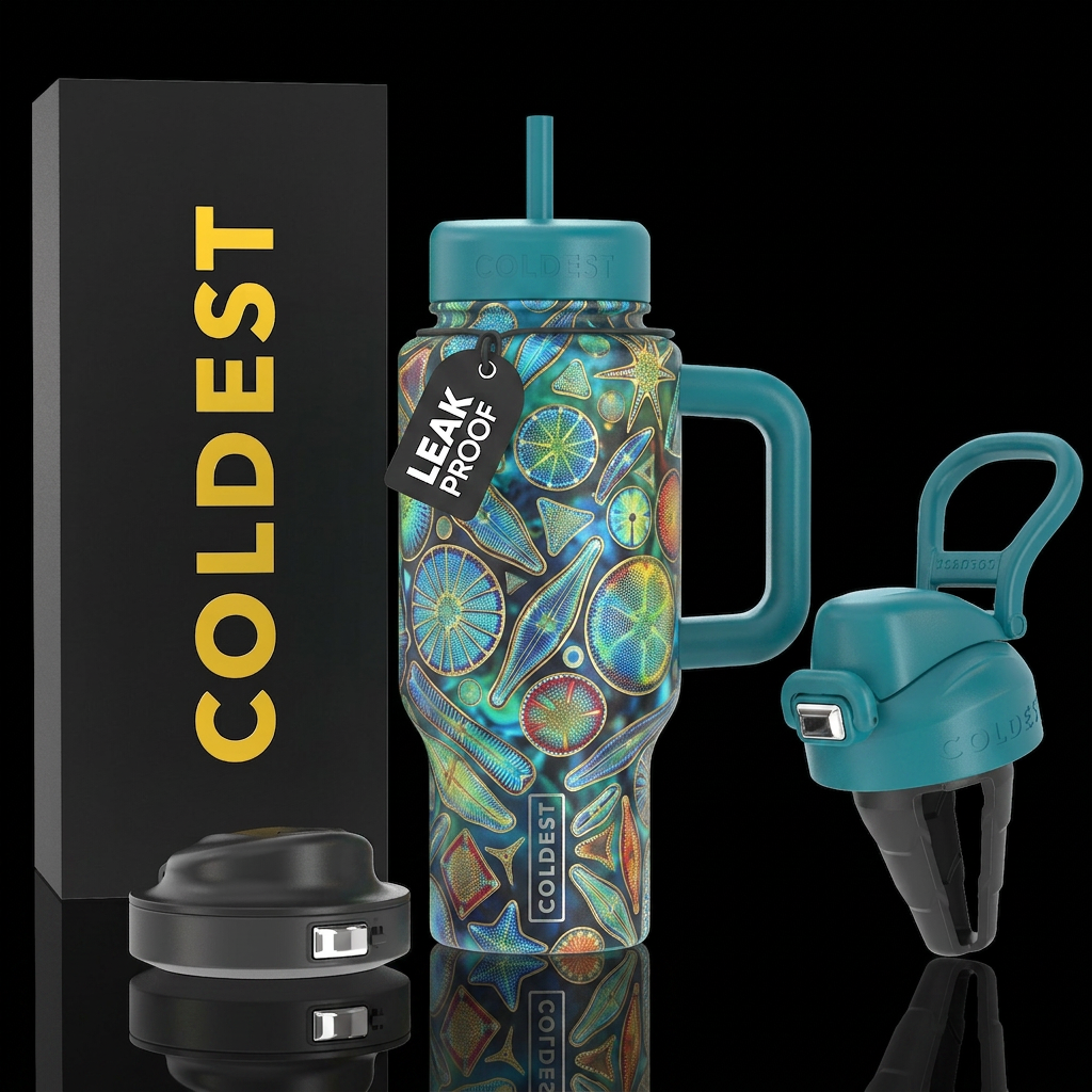 Diatoms blooms water bottle design
