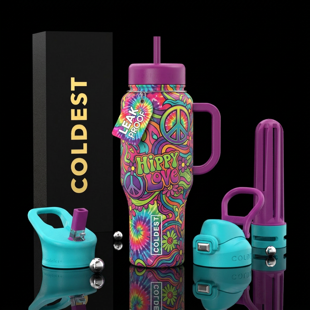 Hippy love water bottle design