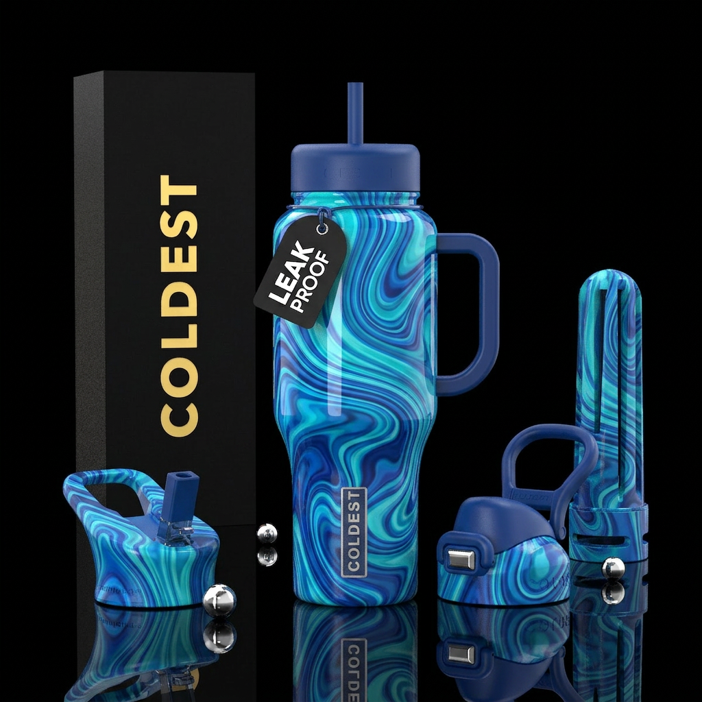 Groovy blues water bottle design