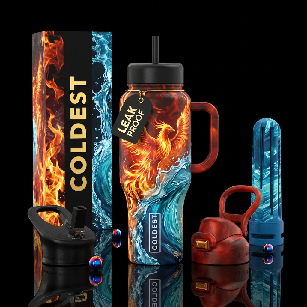 Elements water vs fire water bottle design