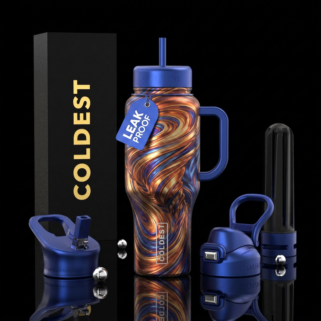 Metallic tornado water bottle design