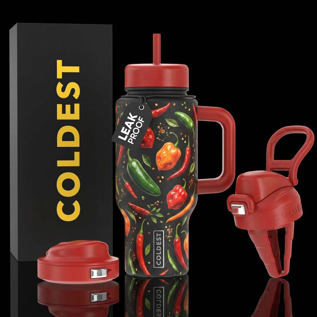 Chili peppers water bottle design