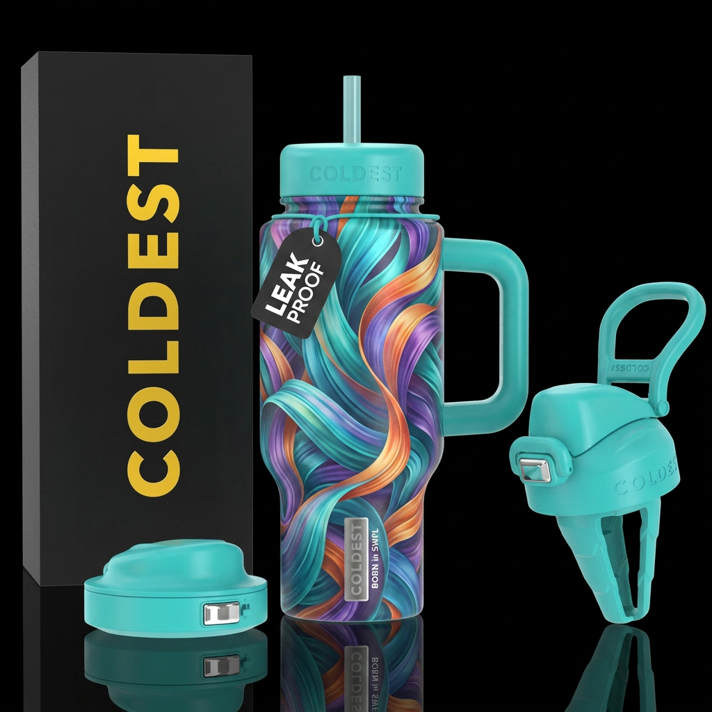 Ribbon streamers in the breeze water bottle design
