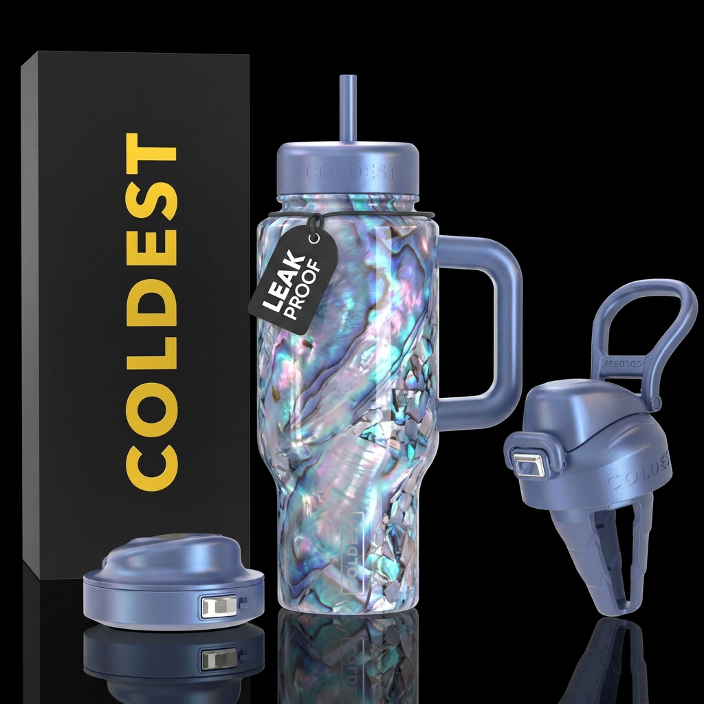 Moonlight seashell water bottle design