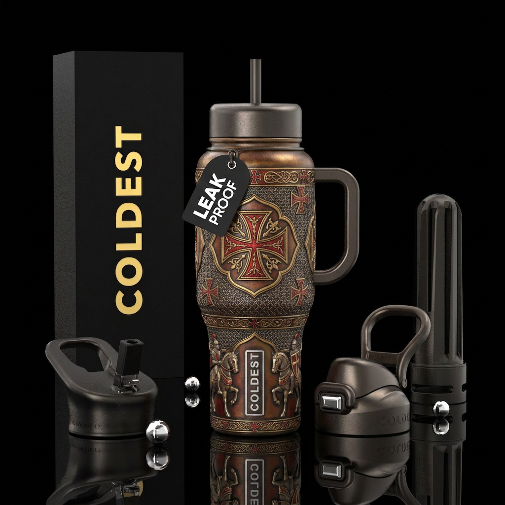 Knights templar water bottle design