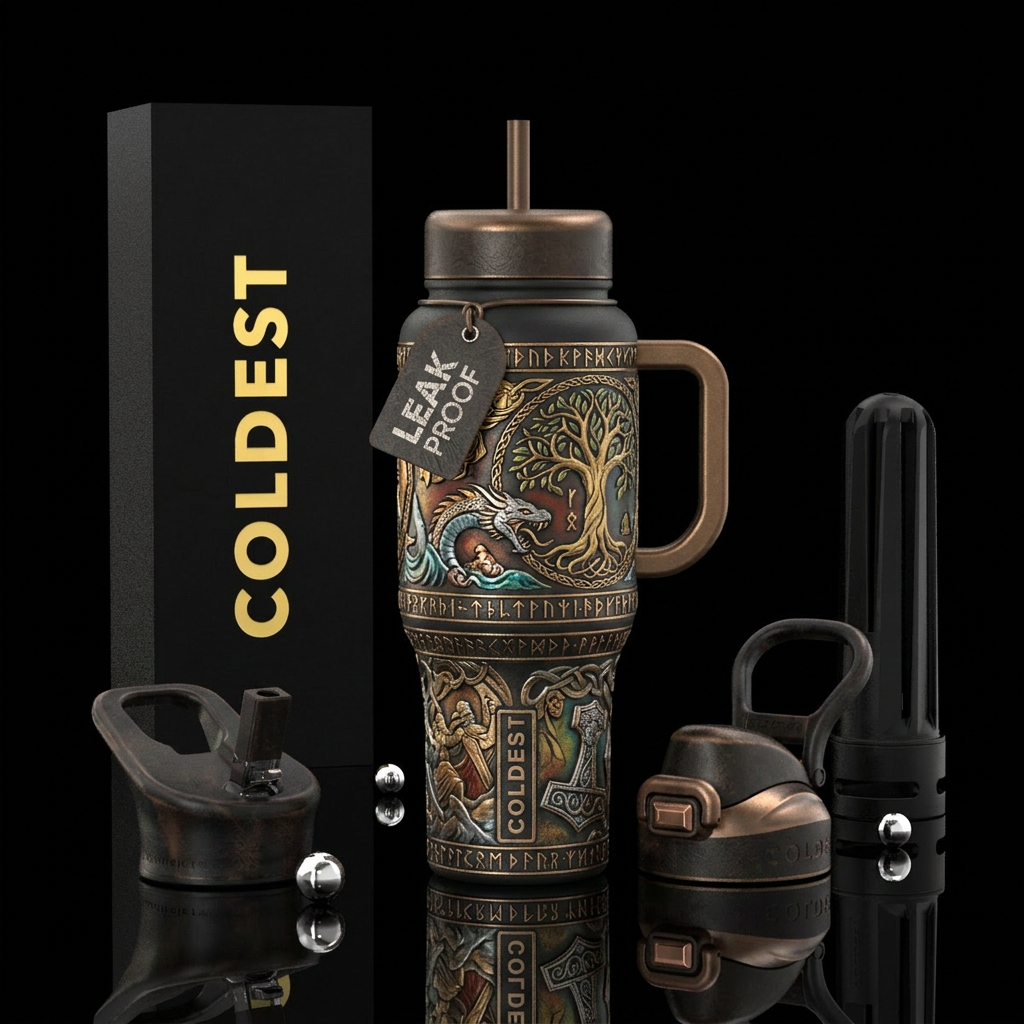 Norse mythology water bottle design