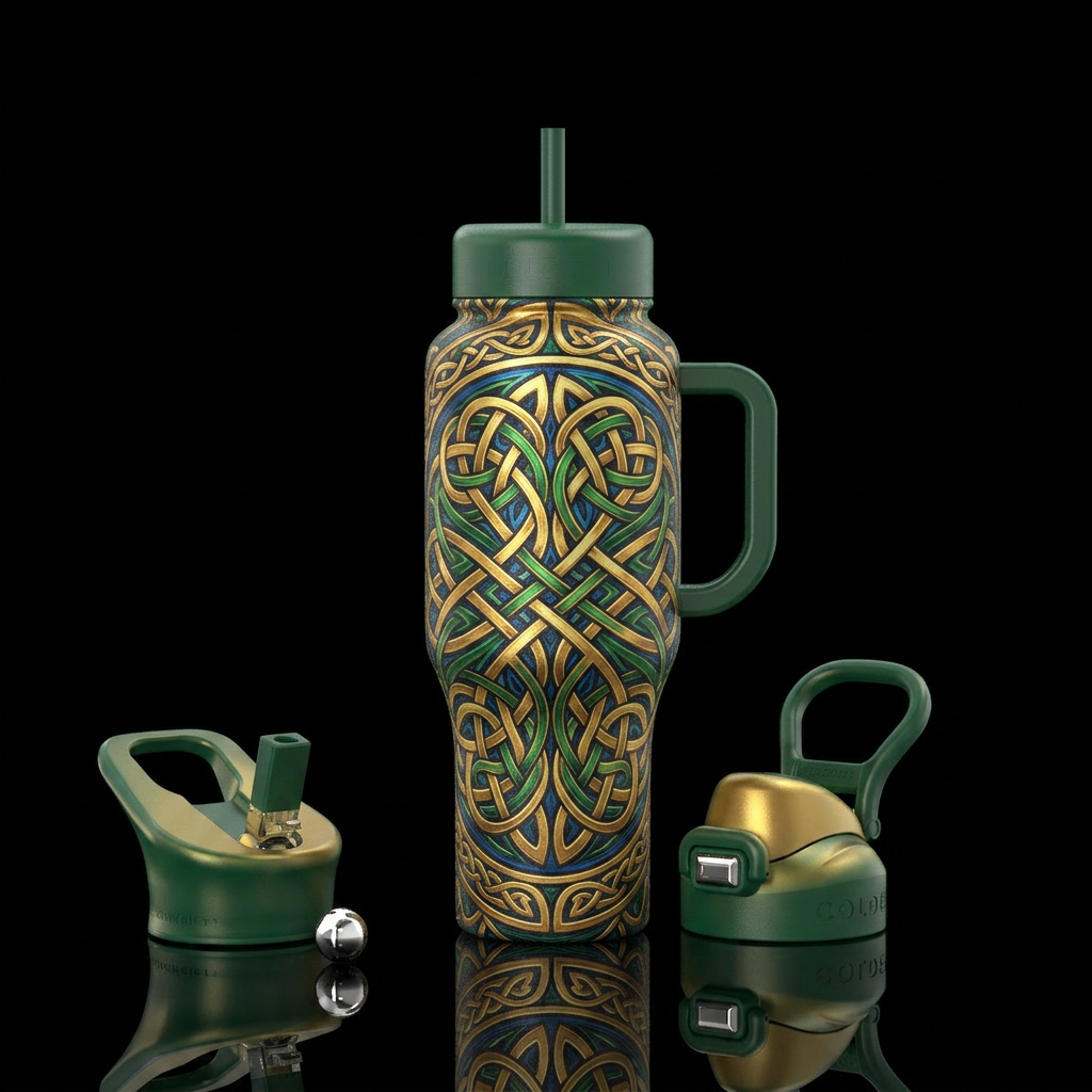 Celtic knotwork water bottle design