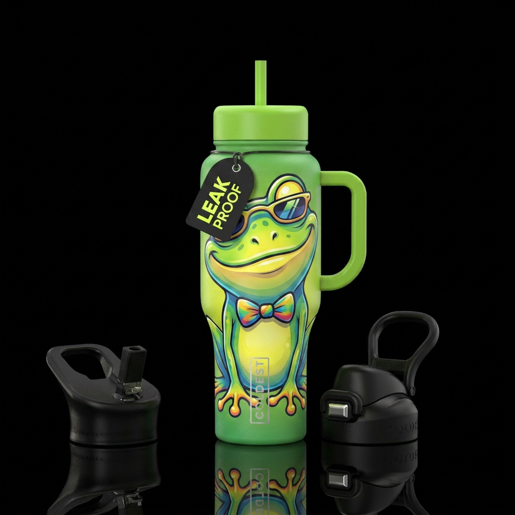 Single Funny frog cartoon water bottle design