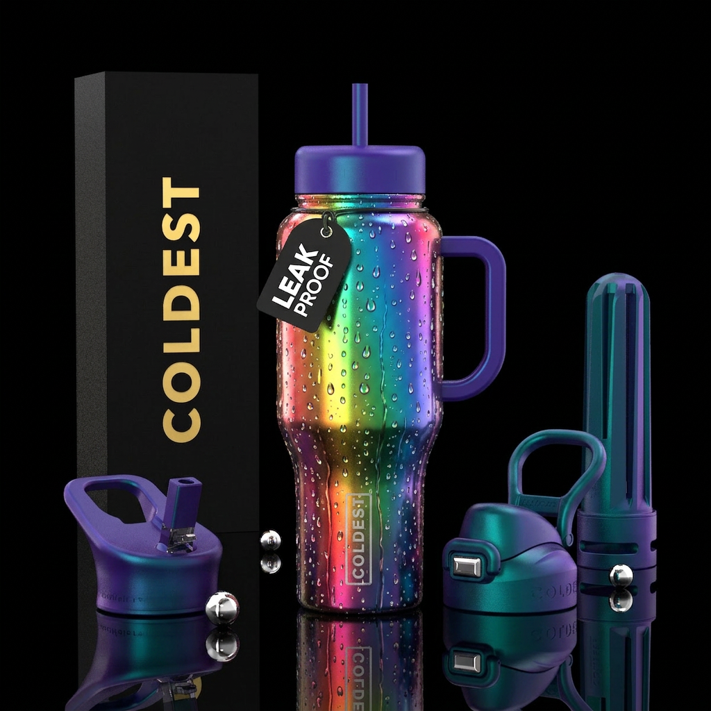 Raindrop rainbow water bottle design
