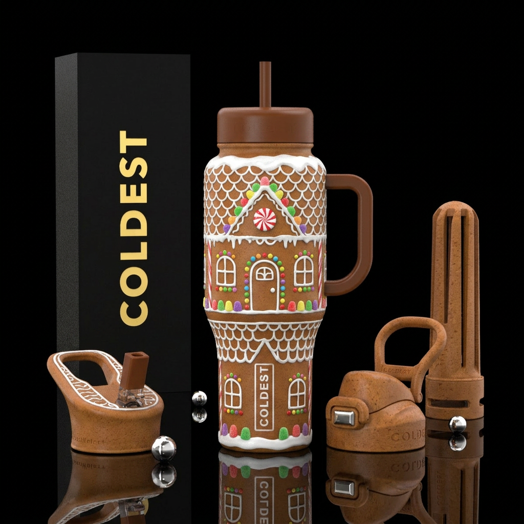 Gingerbread house water bottle design
