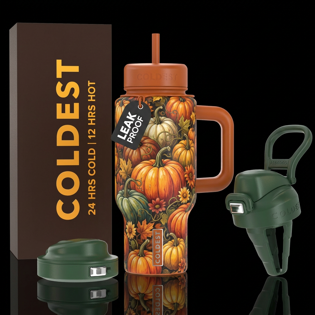Pumpkin patch heaven water bottle design