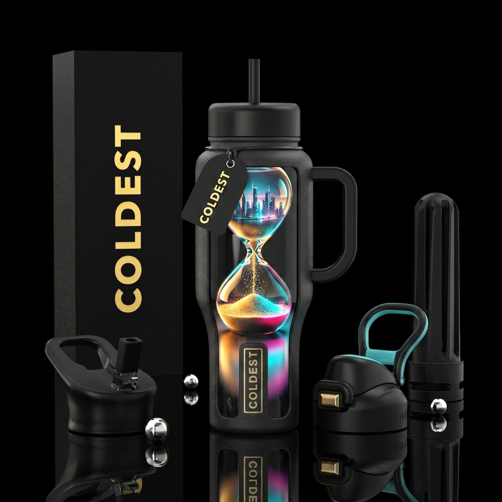 Sands in the hourglass future reflected through th... water bottle design