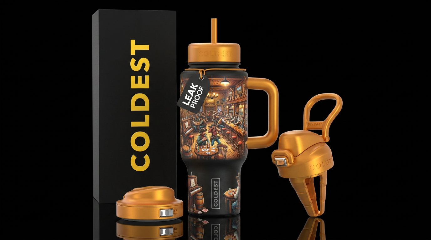 Inside the wild west saloon water bottle design