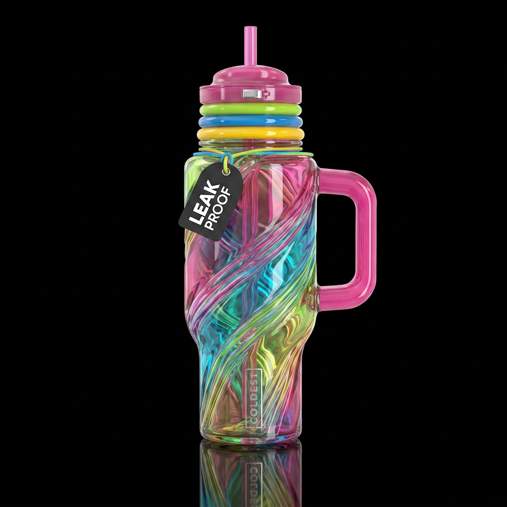 Blown glass lollipop water bottle design