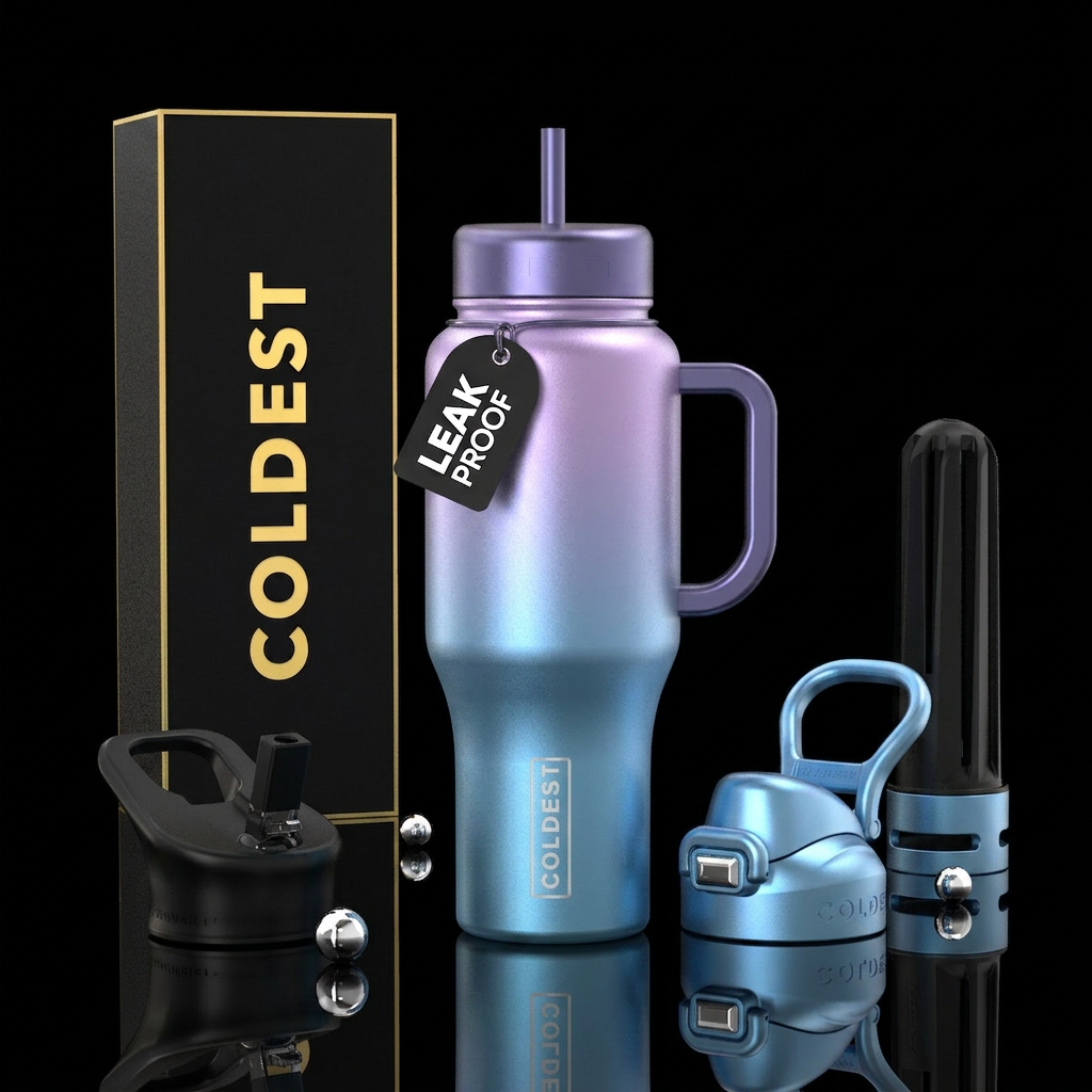 Frost blue metallic to lavender frost metallic omb... water bottle design