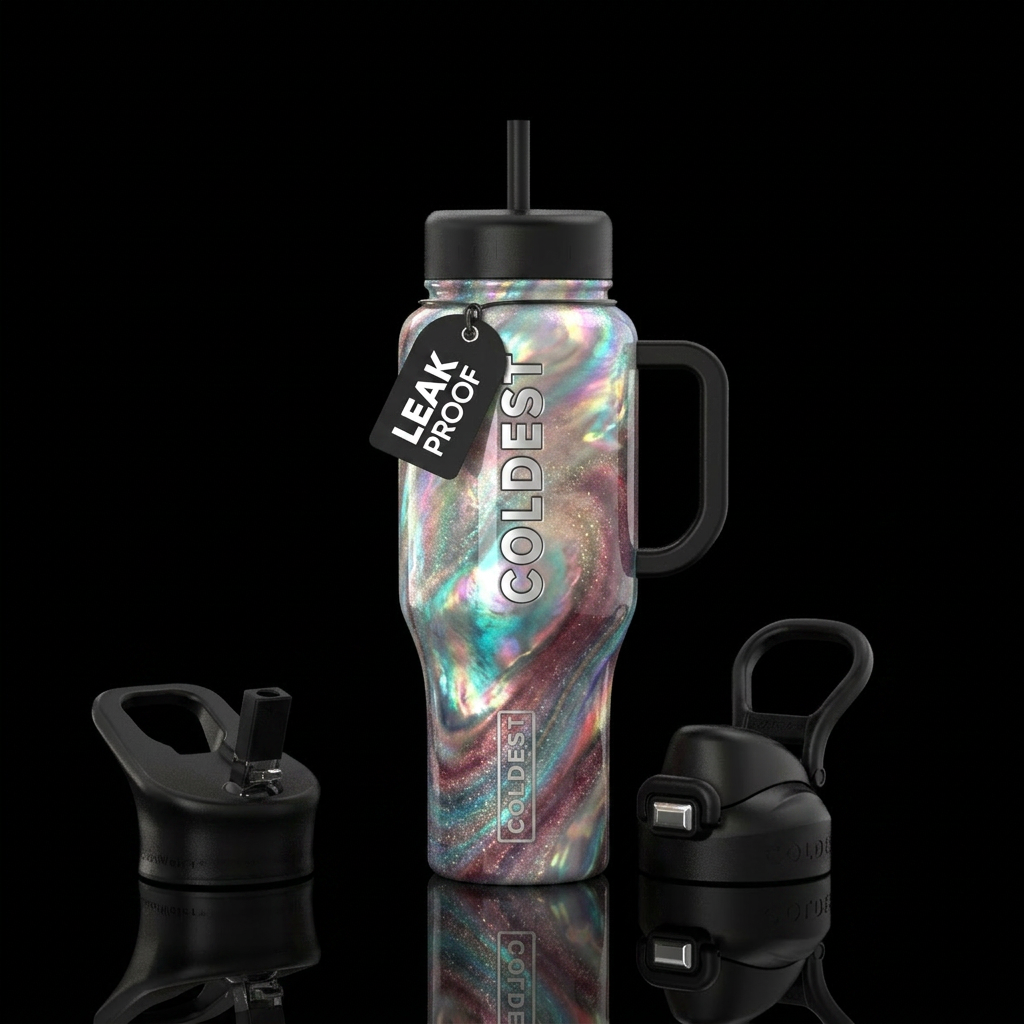 Mother of pearl swirl sand water bottle design
