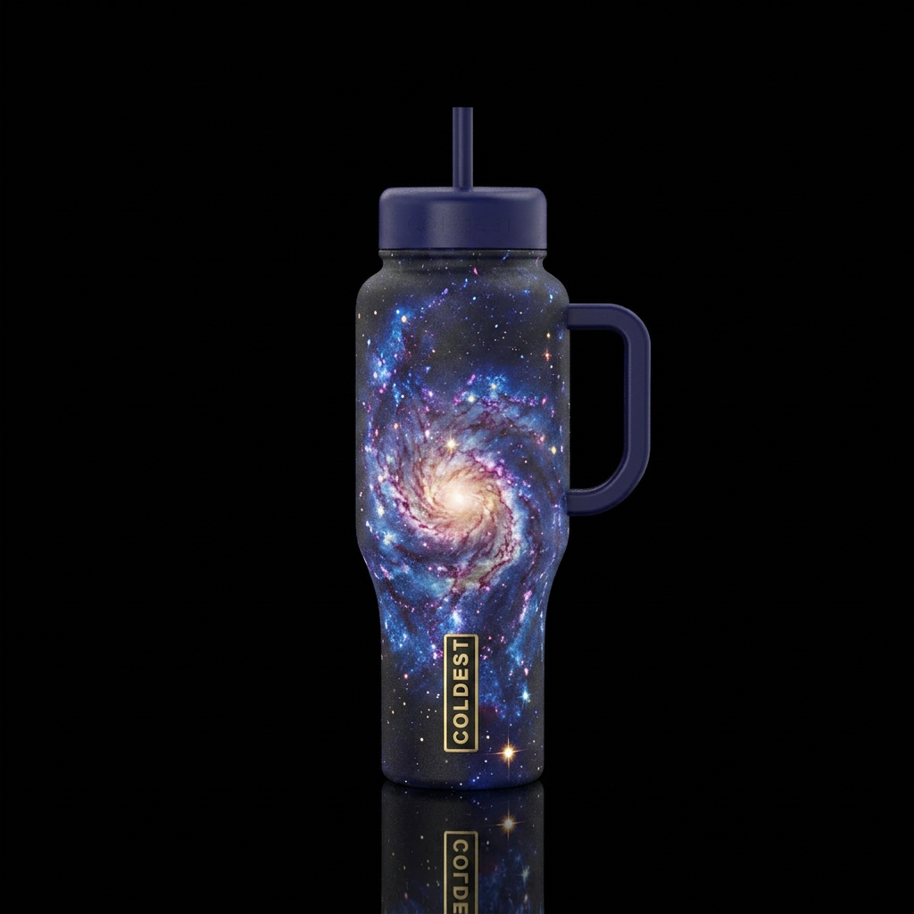 Pinwheel galaxy in space water bottle design
