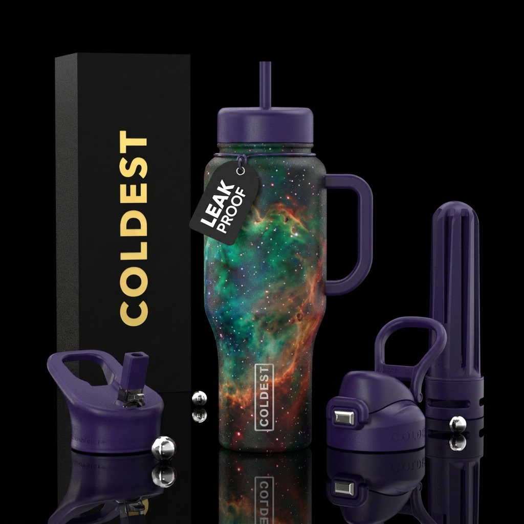 Medusa nebula in space water bottle design