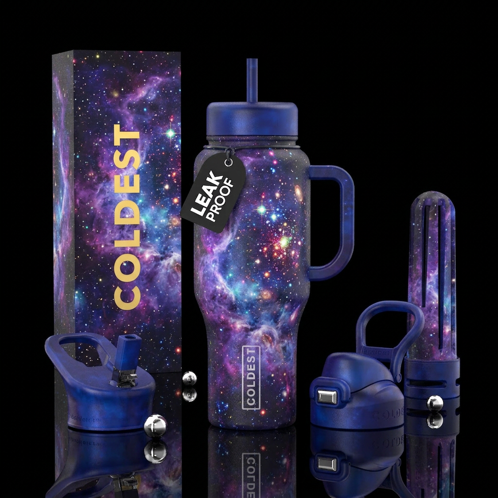 Crystal ball nebula in space water bottle design