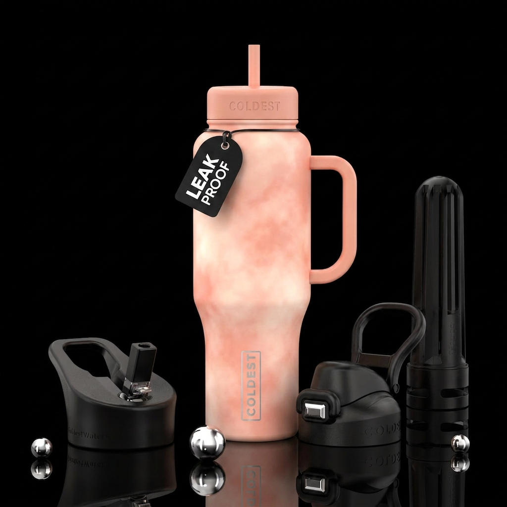 Peach rose haze water bottle design