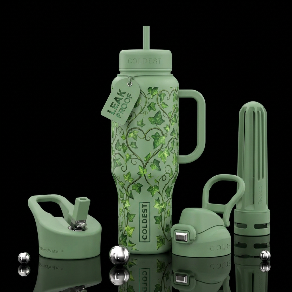 Ivy hidden hearts water bottle design