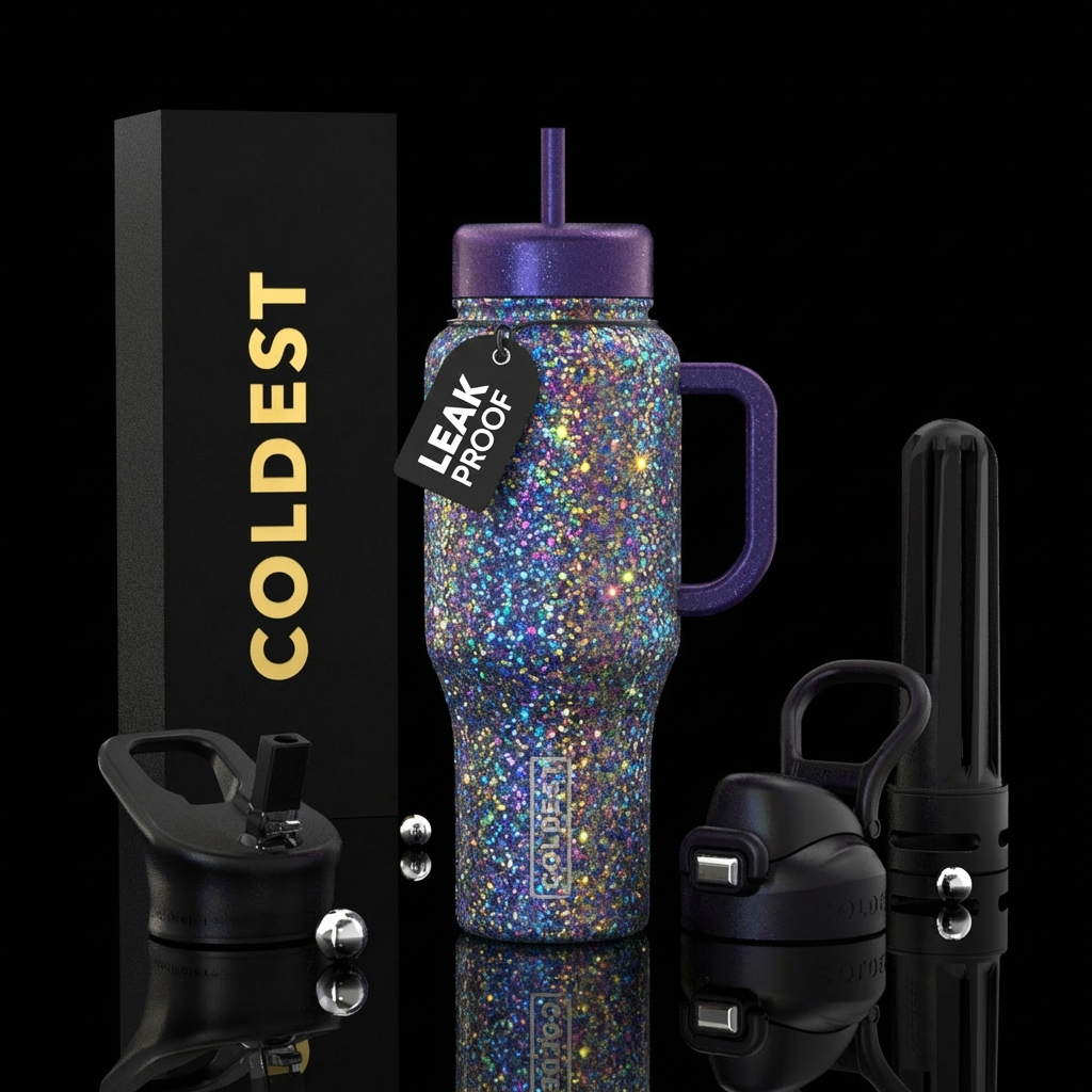 sparkly, magical, fantasy, whimsical, sparkly water bottle design