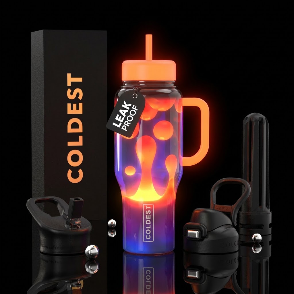 Lava lamp, glowie water bottle design