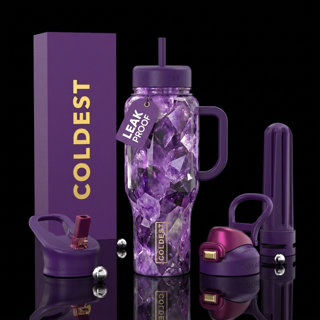 Amethyst water bottle design
