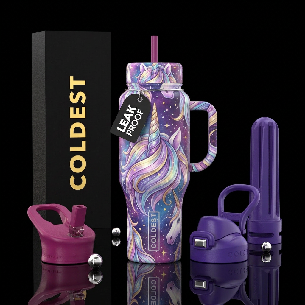 Fantasy unicorn water bottle design