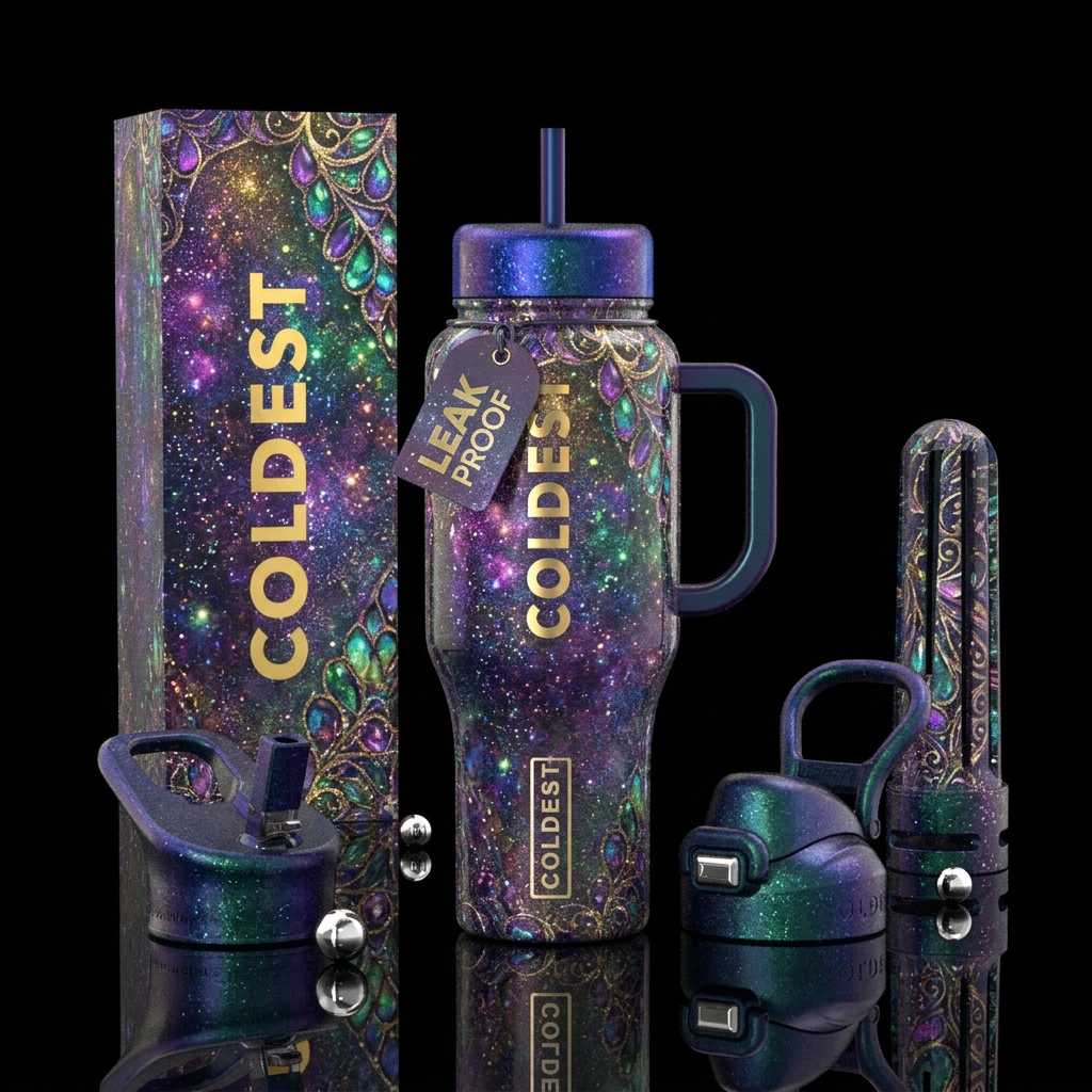 sparkly, magical, beautiul, fantasy, whimsical, my... water bottle design
