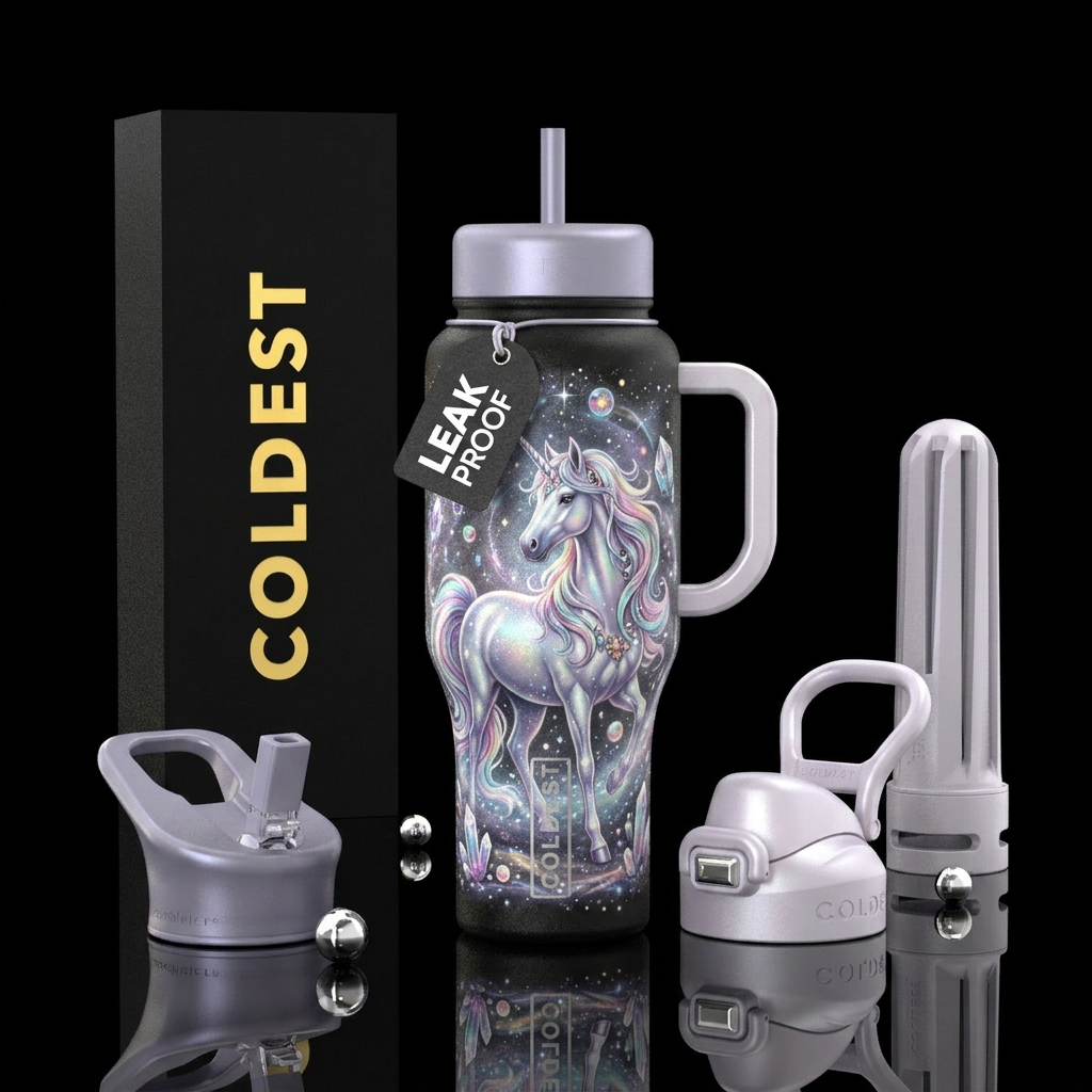 mythical, magic, realism, beautiul, sparkly, unico... water bottle design