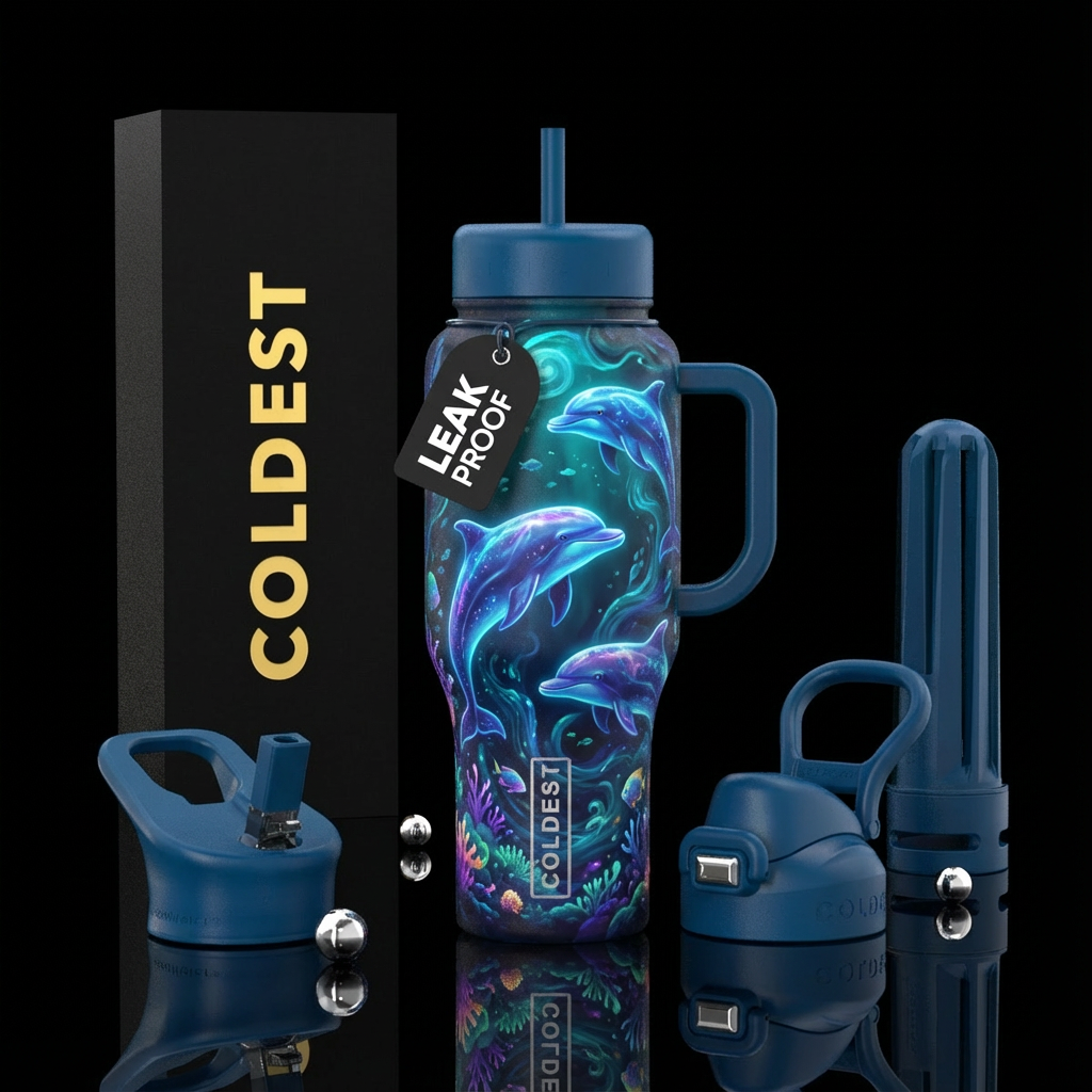 glowie dolphin ocean water bottle design