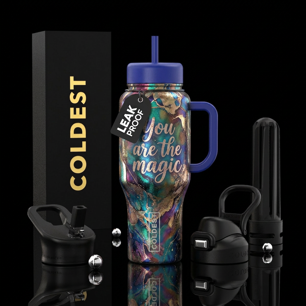 You are the magic with abstract shimmering backgro... water bottle design