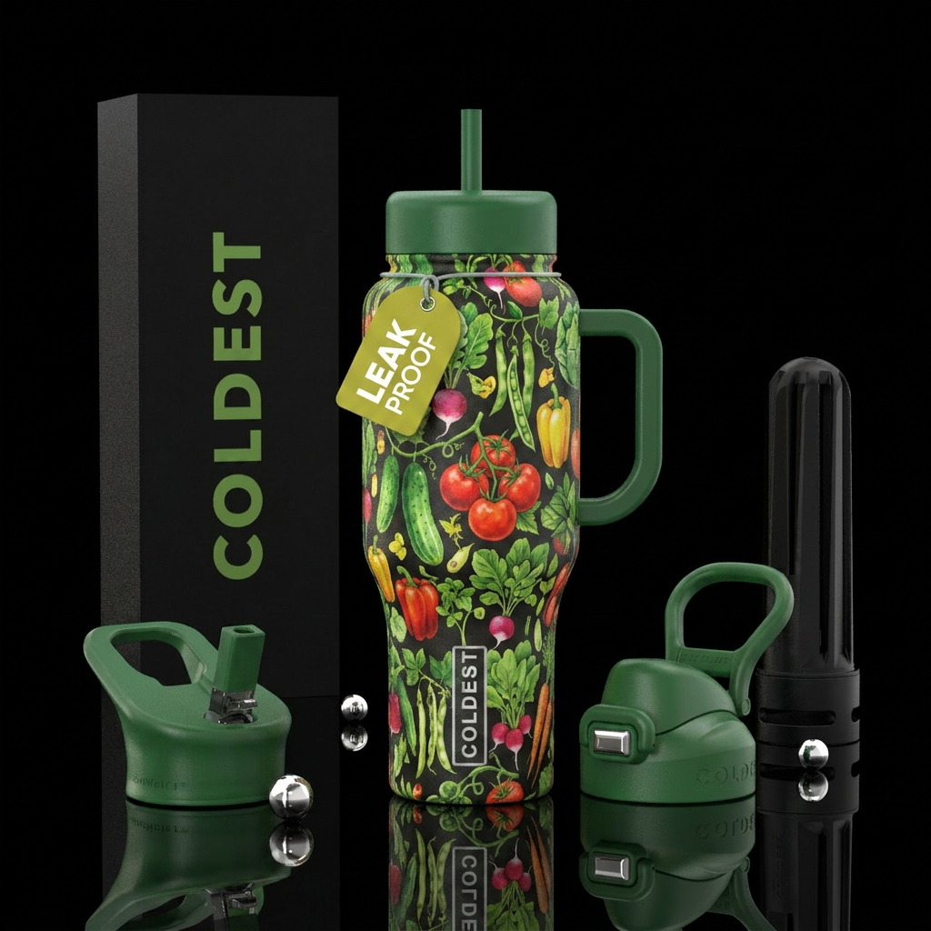 Summer vegetable garden water bottle design